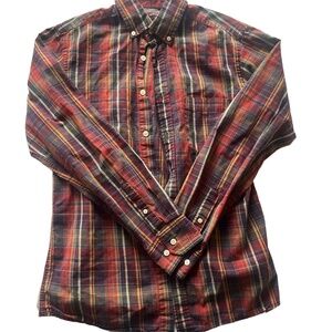 Merona Plaid Long‎ Sleeve Button Down Casual Shirt Small Petite